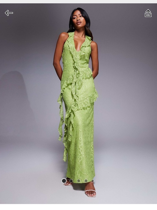 ASOS Dresses & Skirts - ASOS Lime Green Ruffled Halter Maxi Dress